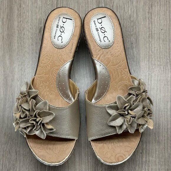 b.o.c. Tan and Brown Floral Wedge Sandals - Picture 6 of 12